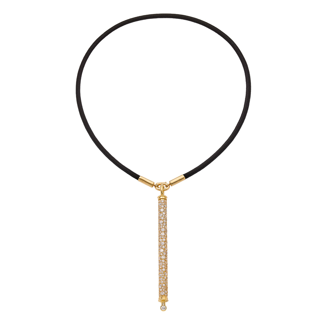 Silk Cord Necklace with 14K Yellow Gold Ends & Enhancer