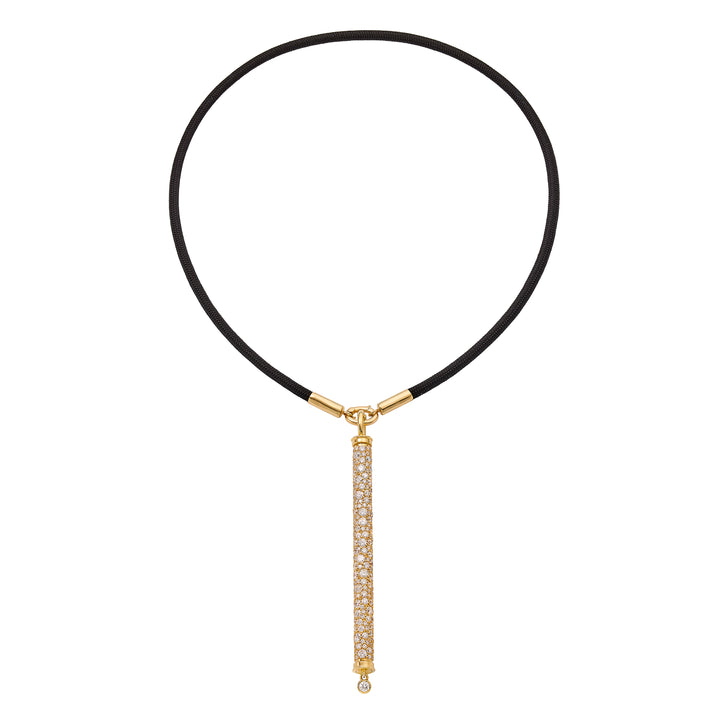 Silk Cord 24" Necklace with 14K Yellow Gold Ends & Enhancer