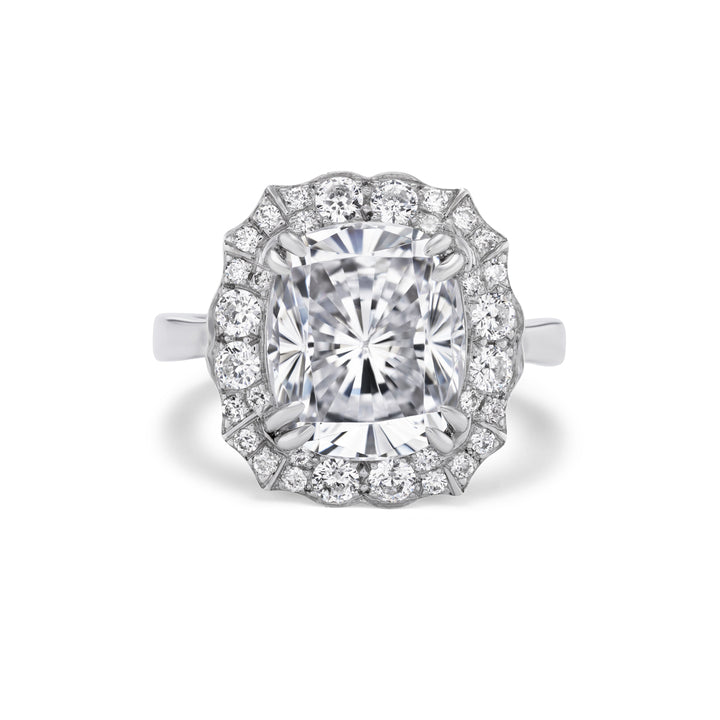Platinum 4 Carat Cushion & Pave Engagement Ring