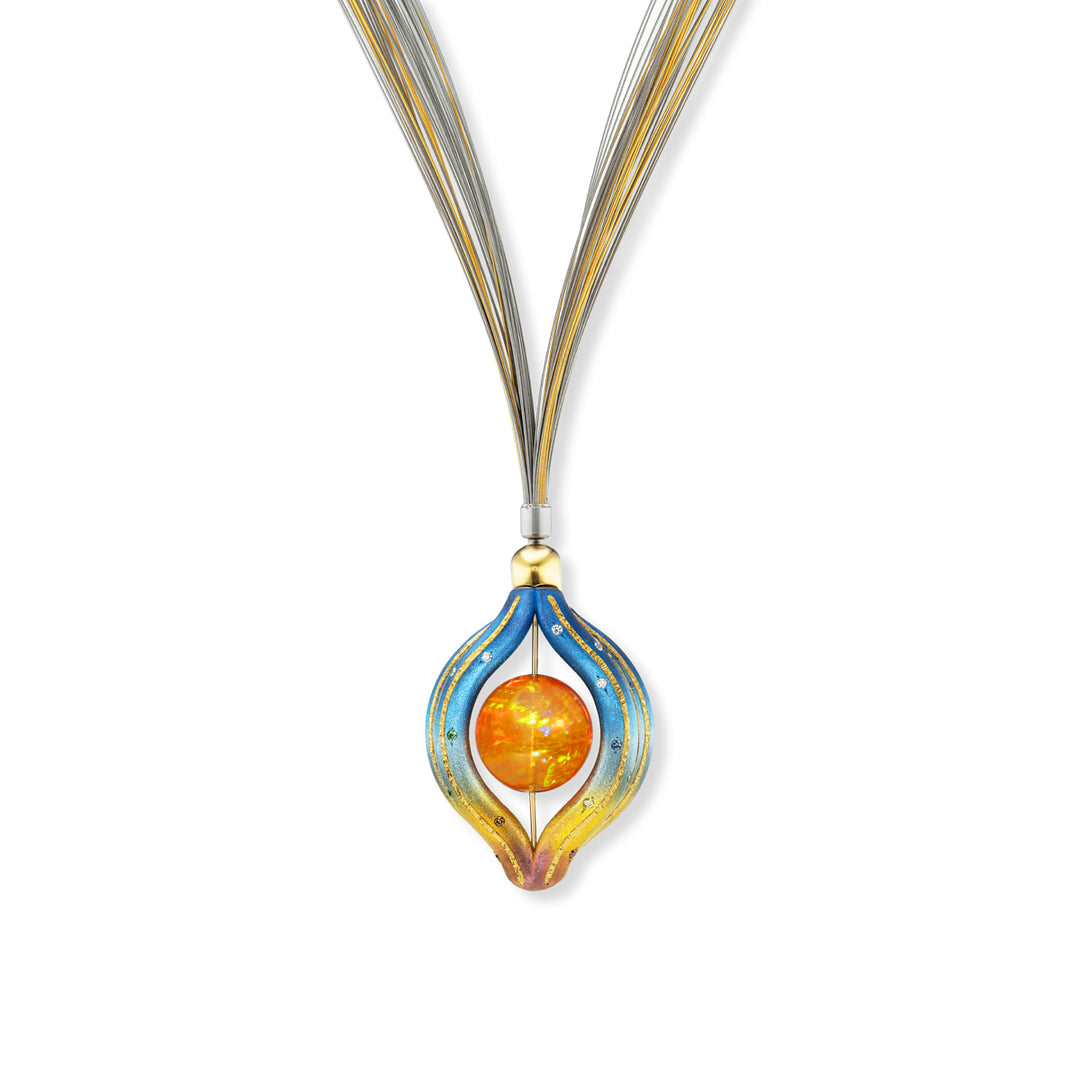 Titanium and 24K Gold,  Ethiopian Opal Necklace