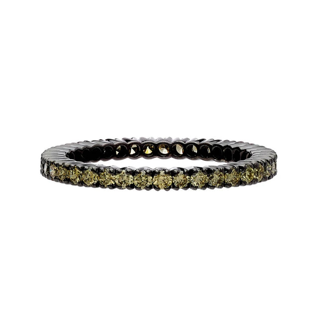 18K Black Rhodium Green Diamond Eternity Band