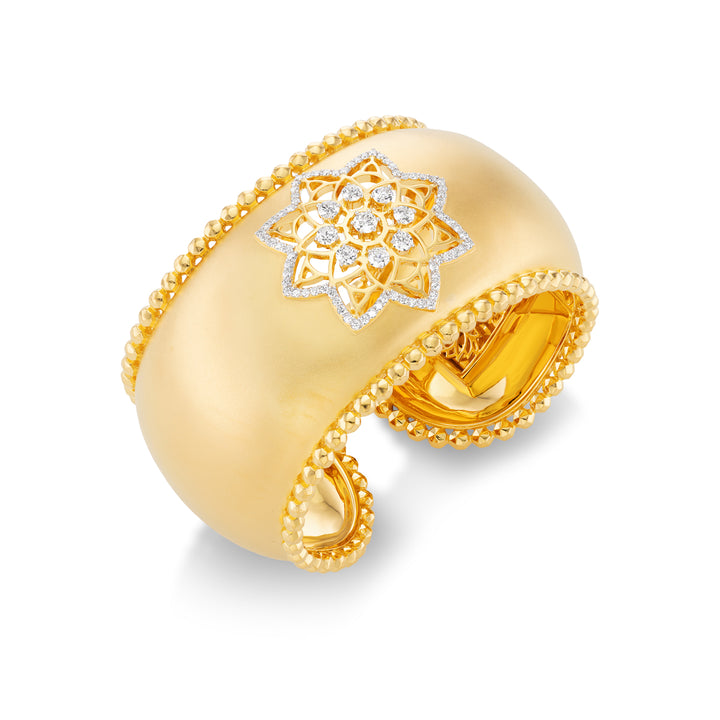 20K Yellow Gold Mandala Diamond Cuff Bracelet