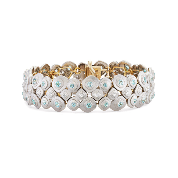 Platinum "Pebble" Paraiba Tourmaline and Diamond Bracelet
