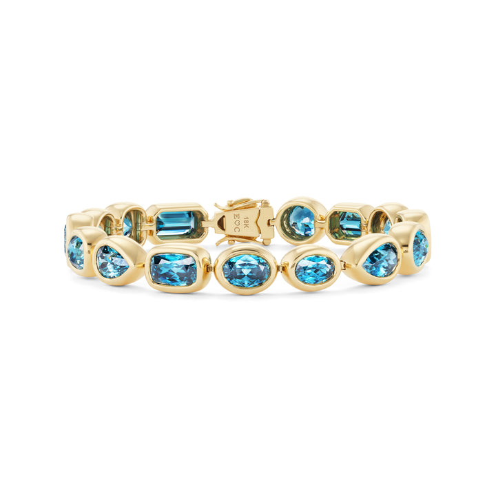 18K Yellow Gold &  Riviera Blue Zircon Bracelet by Erica Courtney