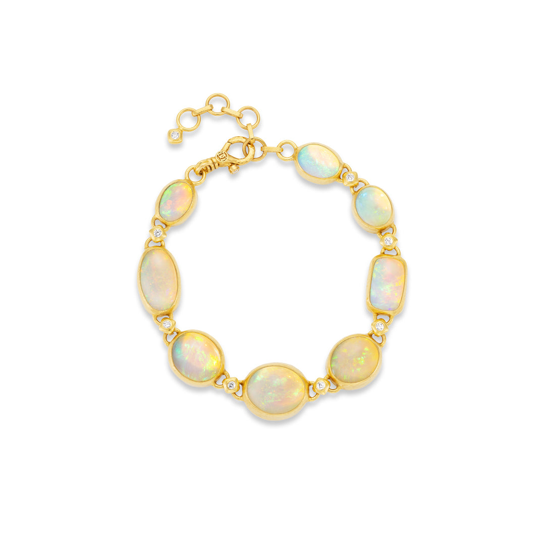 24K Yellow Gold One of a Kind Ethiopian Opal and Diamond Bracelet