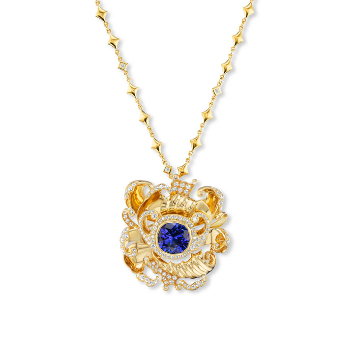 18K Yellow Gold "The Wave" Tanzanite and Diamond Pendant