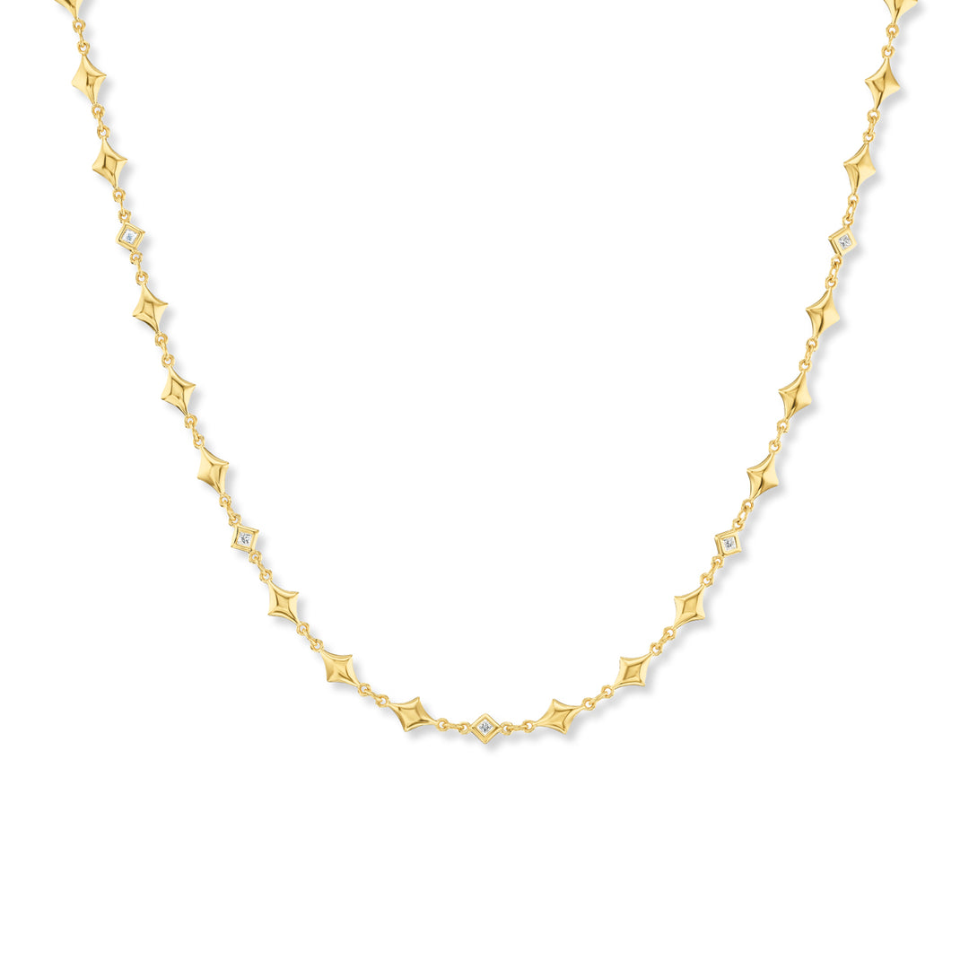 18K Yellow Gold Kite and Diamond Bezel Chain