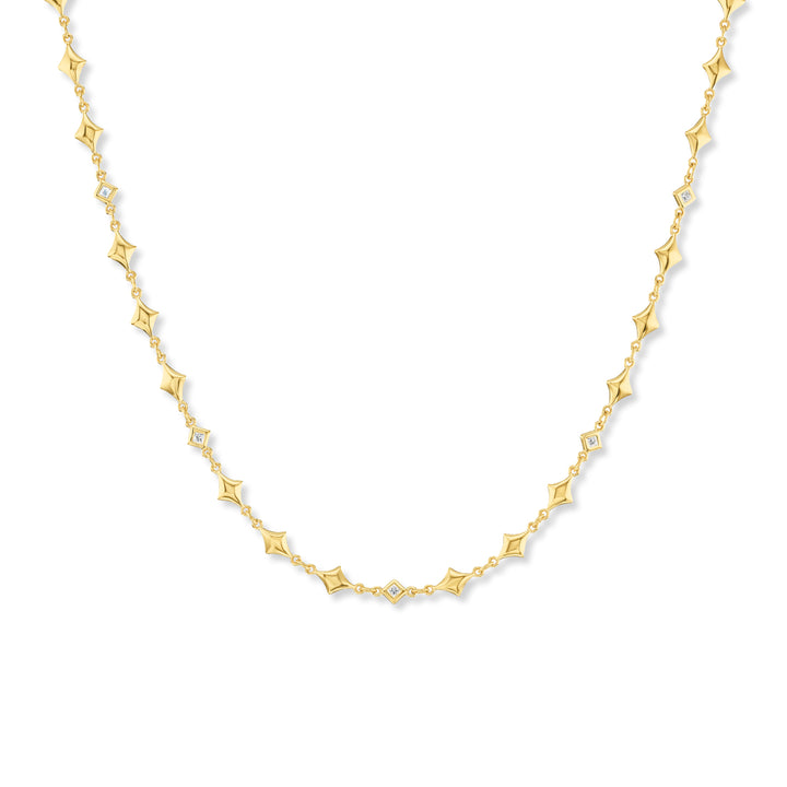 18K Yellow Gold Kite and Diamond Bezel Chain