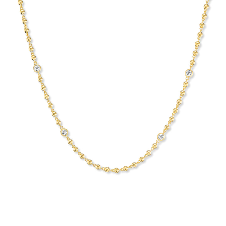 20K Yellow Gold Diamond Ball Chain Necklace