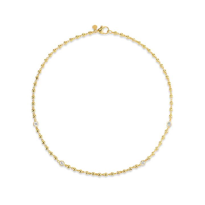 20K Yellow Gold Diamond Ball Chain Necklace