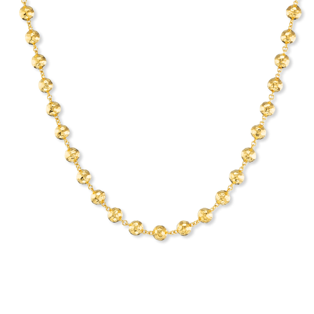 20K Yellow Gold Hammered Ball Chain Necklace