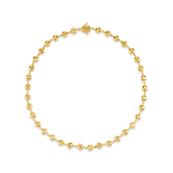 20K Yellow Gold Hammered Ball Chain Necklace