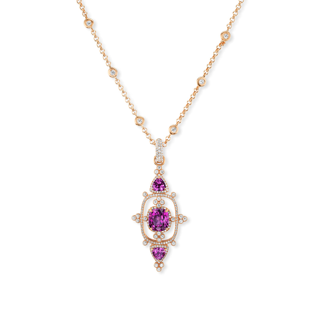 18K Rose Gold Purple Garnet and Diamond Pendant