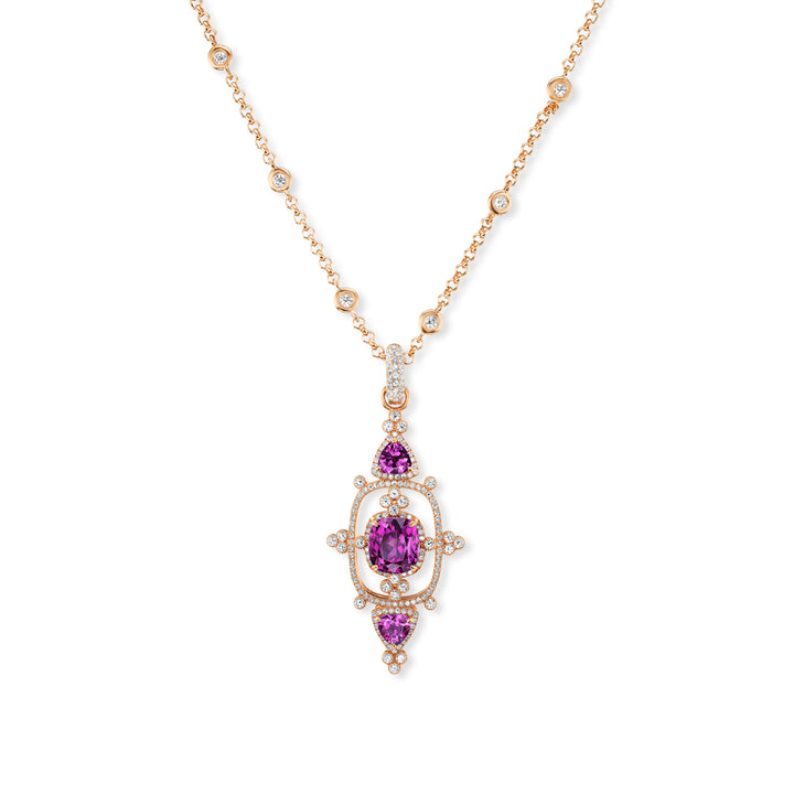 18K Rose Gold Purple Garnet and Diamond Pendant