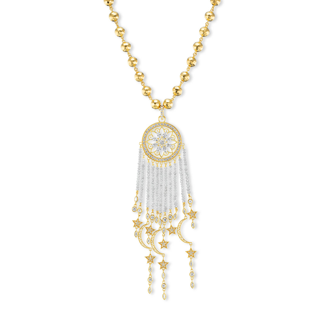 20K Yellow Gold Diamond Dream Catcher Pendant