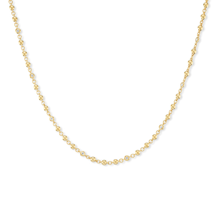 18K Yellow Gold Diamond Bezel Ball Chain