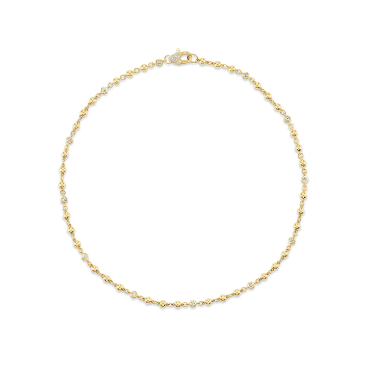 18K Yellow Gold Diamond Bezel Ball Chain