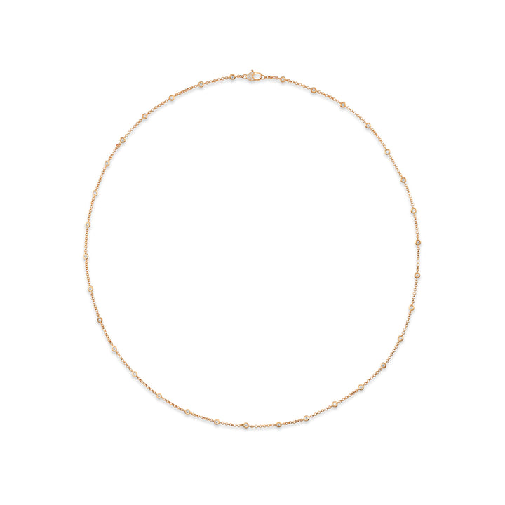 18K Rose Gold Diamond Bezel Station Necklace