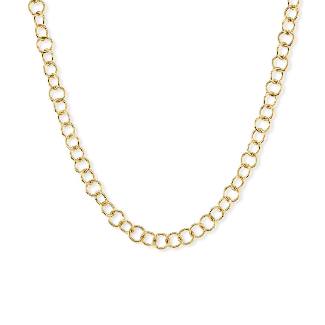 18K Yellow Gold Round Link Chain Necklace