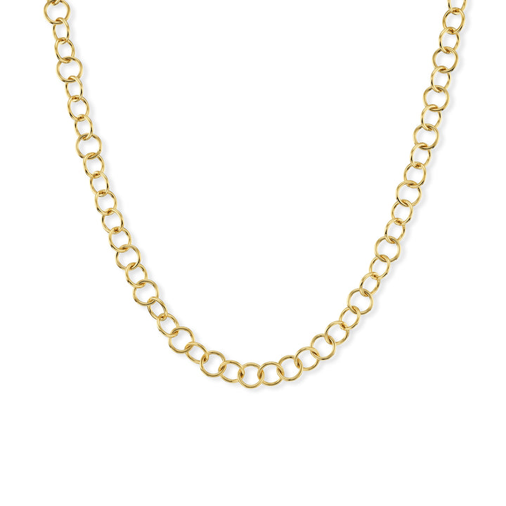 18K Yellow Gold Round Link Chain Necklace