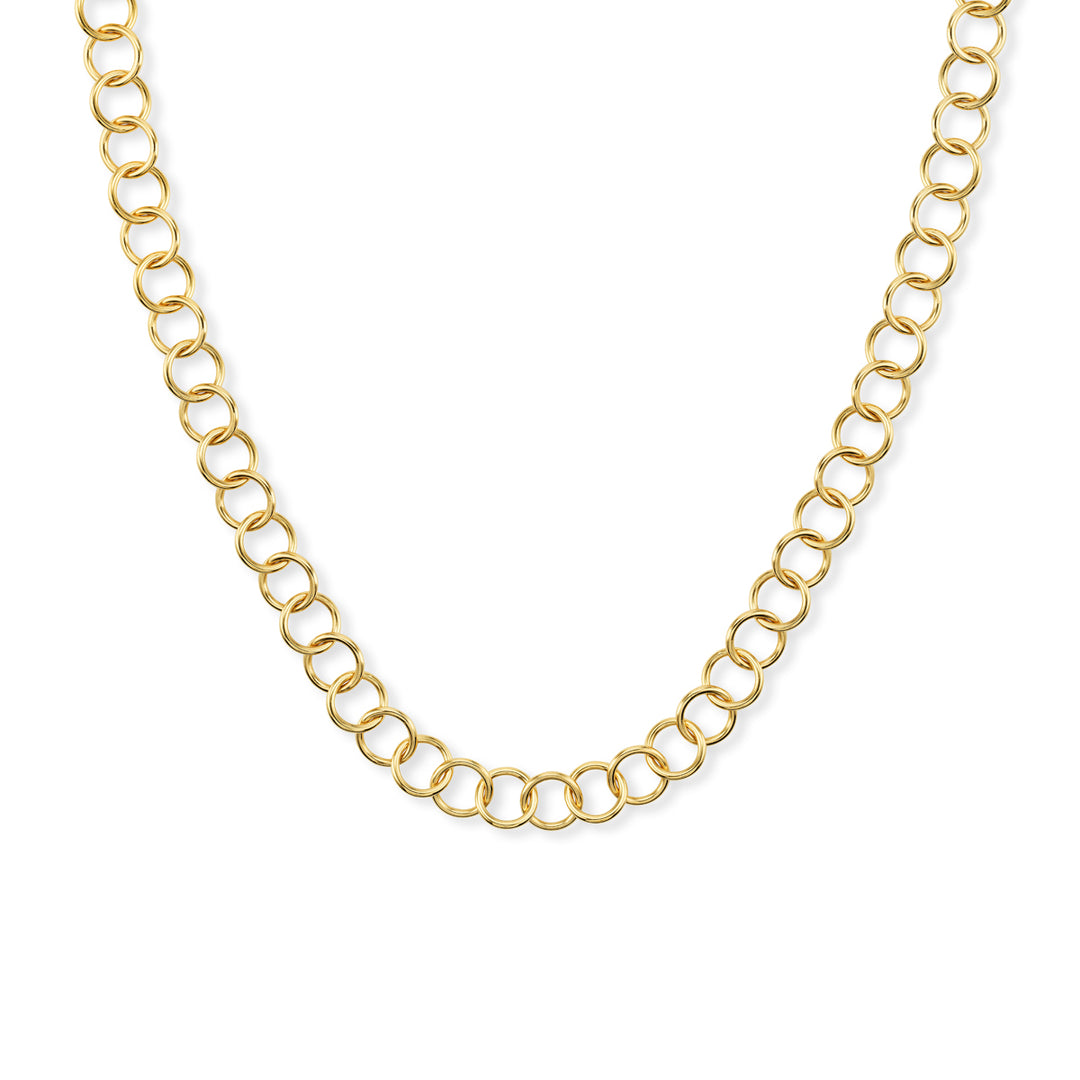 18K Yellow Gold Round Link Chain Necklace