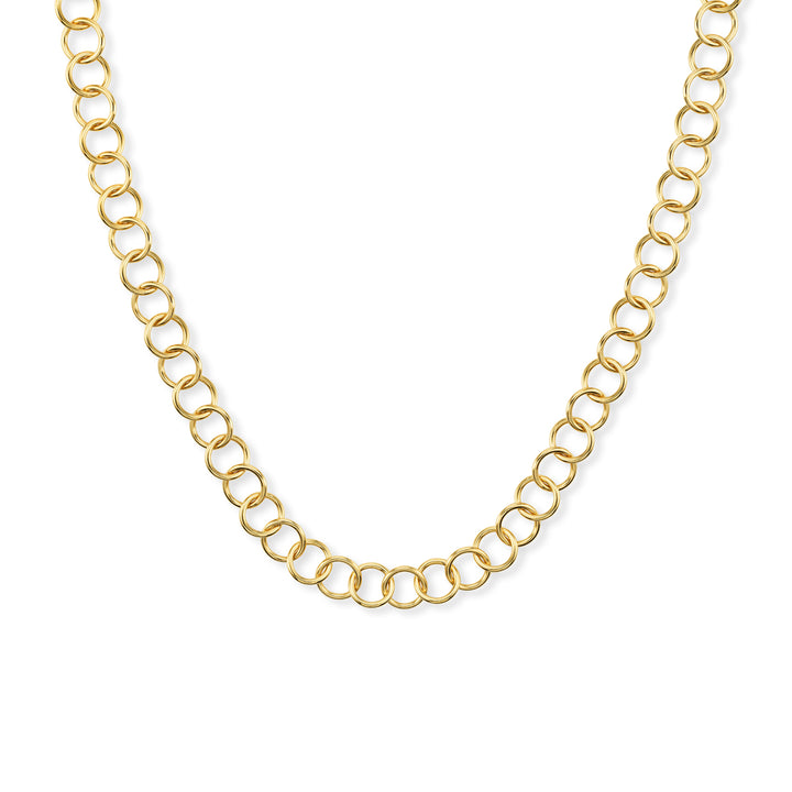 18K Yellow Gold Round Link Chain Necklace