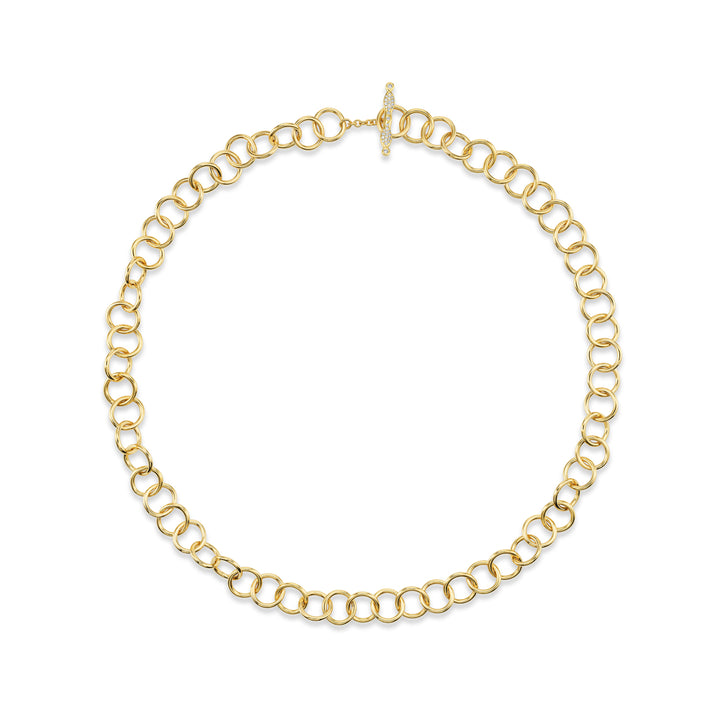 18K Yellow Gold Round Link Chain Necklace