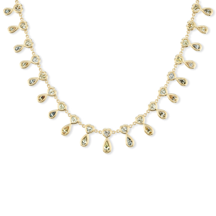 18K Yellow Gold Yellow Sapphire and Diamond Bezel Necklace