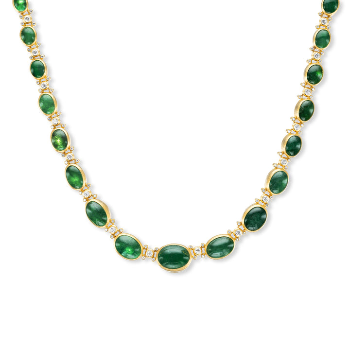 One of a Kind 24K/22K Yellow Gold, Emerald and Diamond Necklace