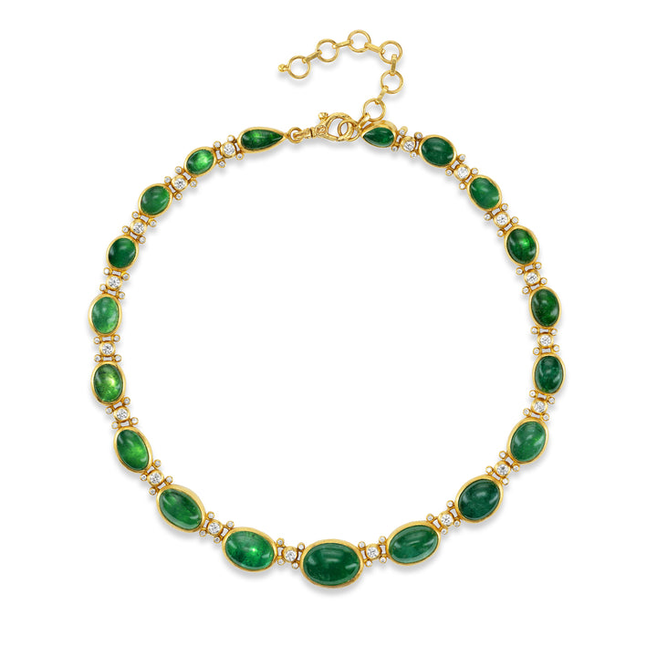 One of a Kind 24K/22K Yellow Gold, Emerald and Diamond Necklace