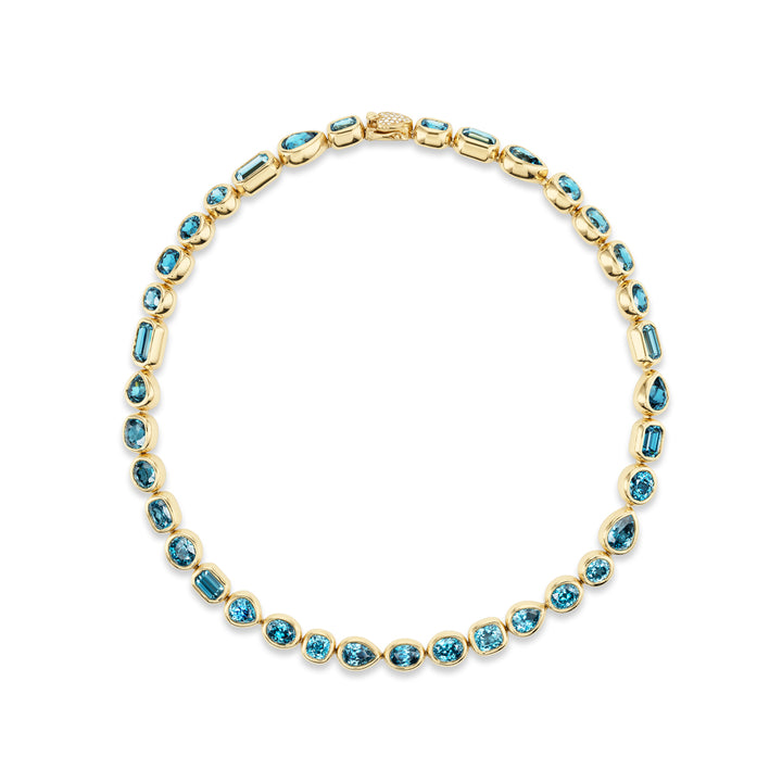 18K Yellow Gold & Riviera Blue Zircon Necklace by Erica Courtney
