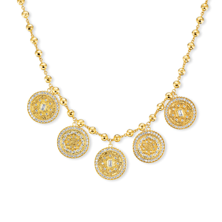 20K Yellow Gold & Diamond Mandala Coin Necklace