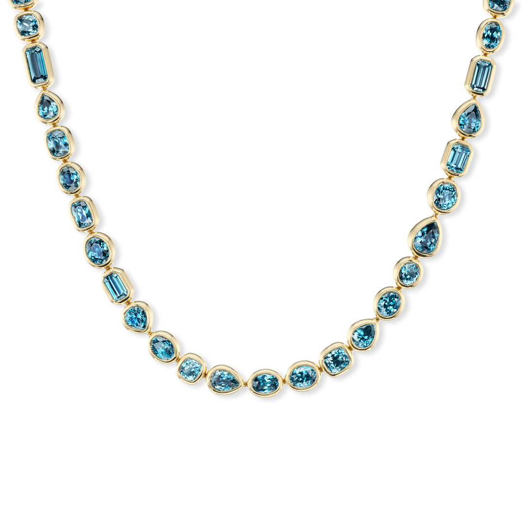 18K Yellow Gold & Riviera Blue Zircon Necklace by Erica Courtney
