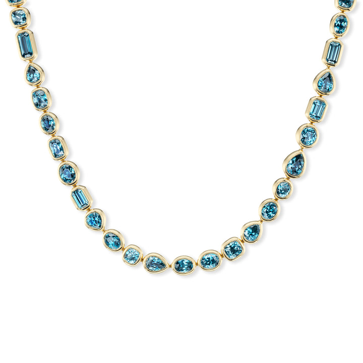 18K Yellow Gold & Riviera Blue Zircon Necklace by Erica Courtney