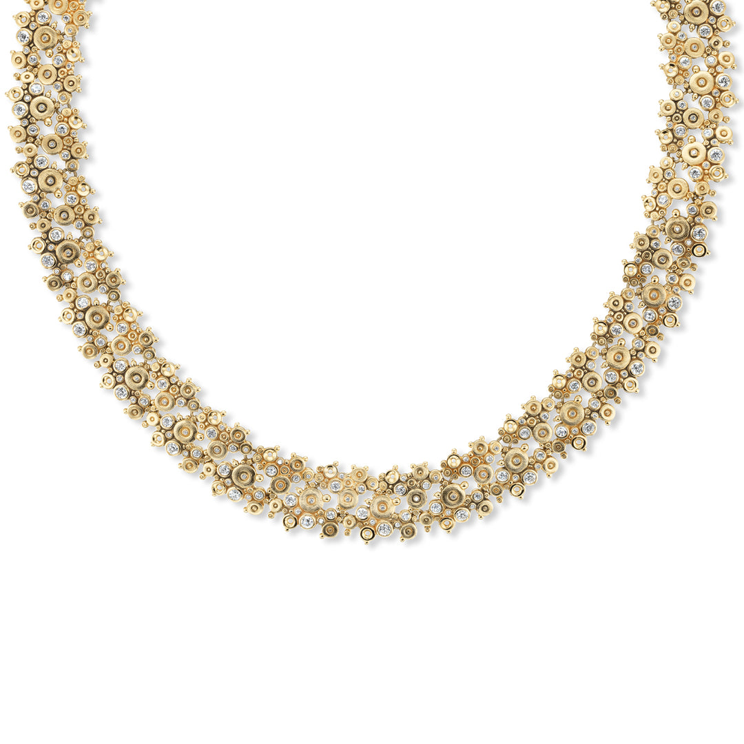 18K Yellow Gold Diamond Lace Necklace