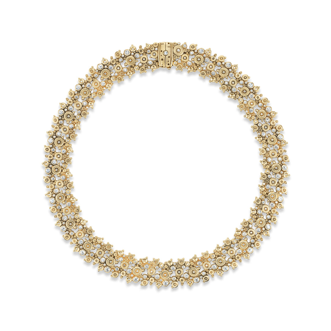 18K Yellow Gold Diamond Lace Necklace