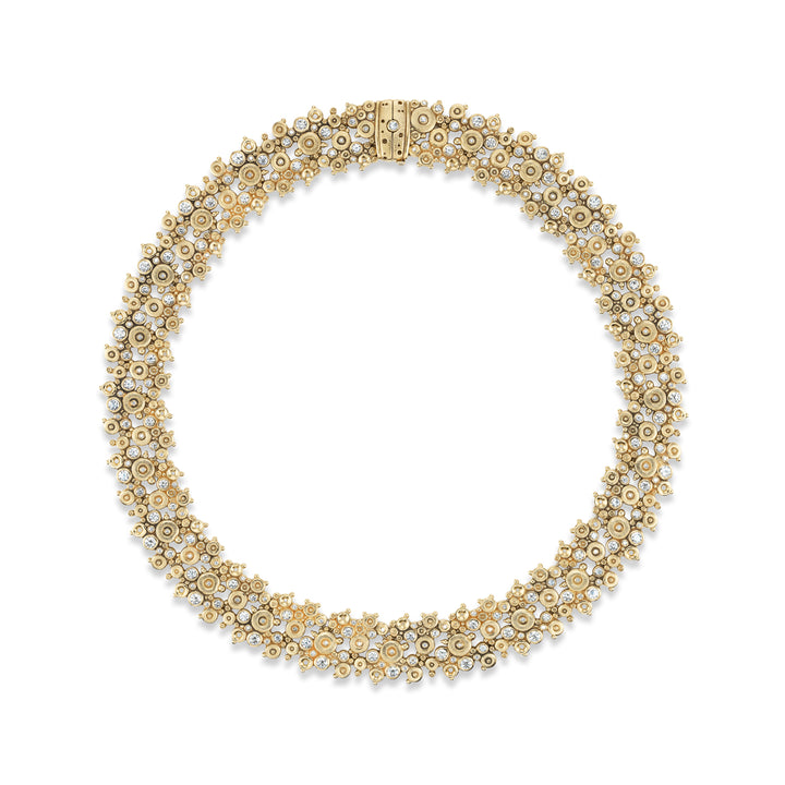 18K Yellow Gold Diamond Lace Necklace