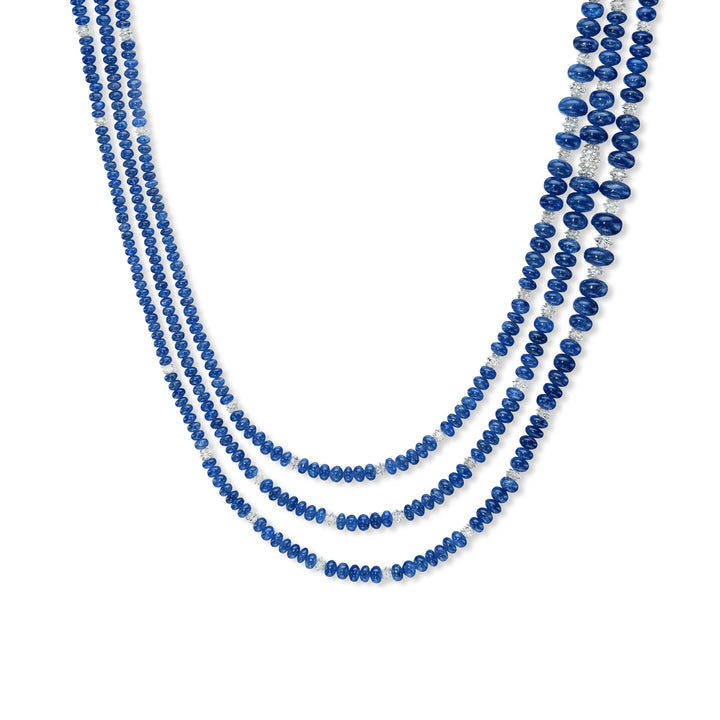 Platinum "Lillies" Multi-Strand Sapphire & Diamond Necklace