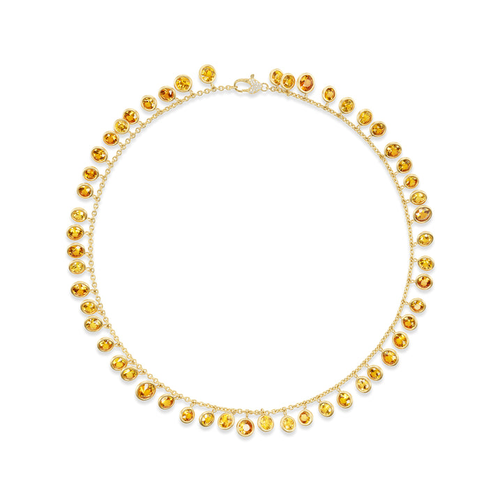 18K Yellow Gold Orange Sapphire Necklace