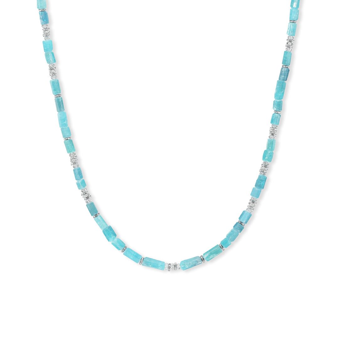 Platinum One of a Kind Flora Brazilian Paraiba Tourmaline and Diamond Beaded Necklace