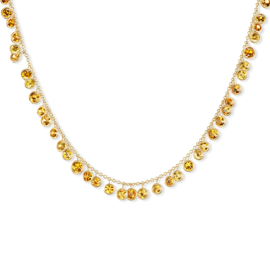 18K Yellow Gold Orange Sapphire Necklace