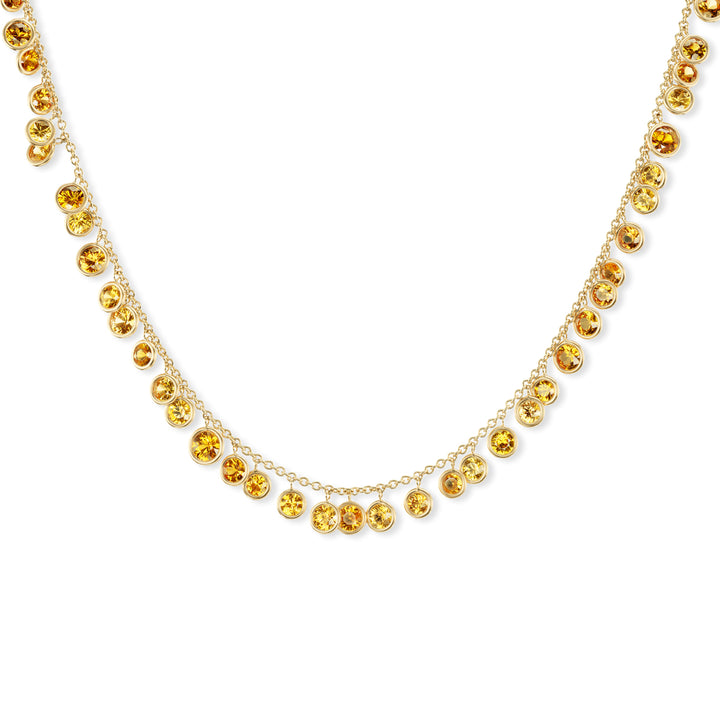 18K Yellow Gold Orange Sapphire Necklace