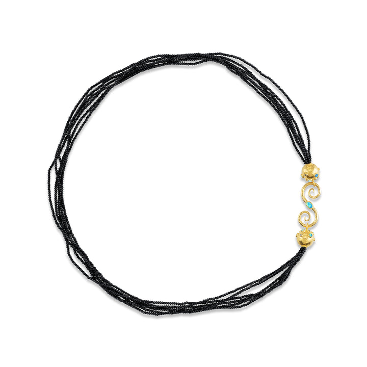 One of a Kind, 24K/22K Yellow Gold  &  Black Spinel Necklace
