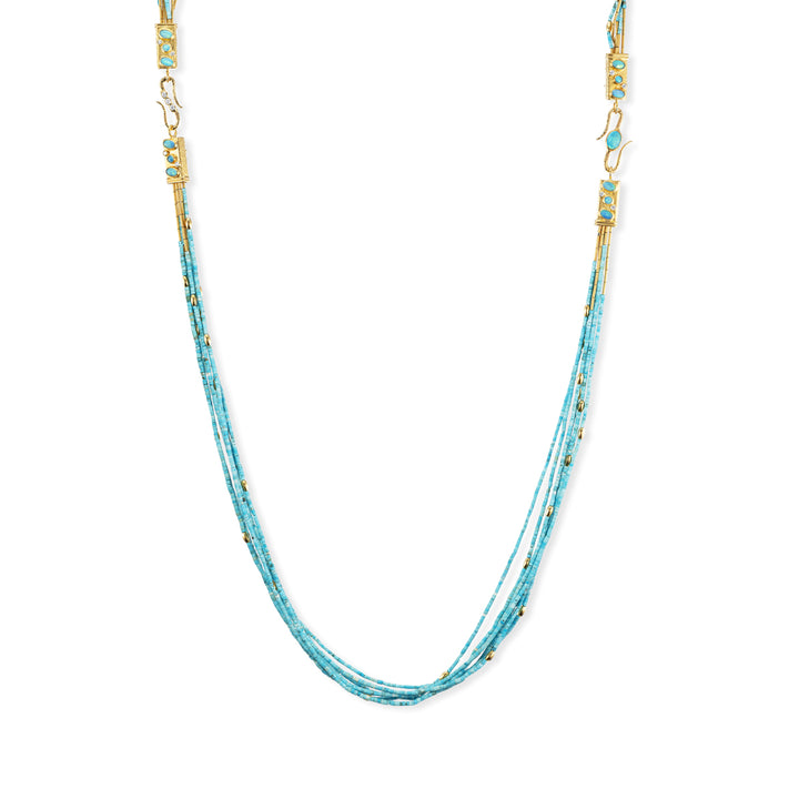 24K Yellow Gold Necklace with Apatite, Opal and Diamond