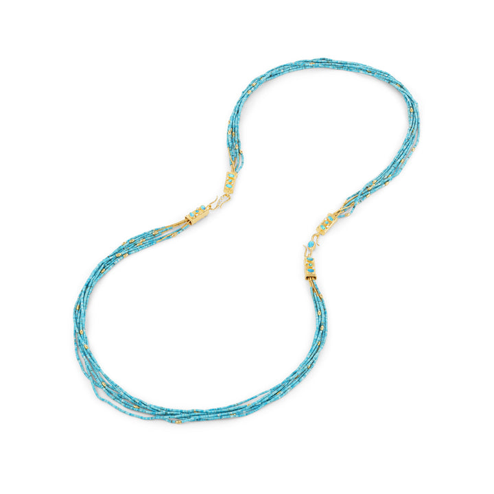 24K Yellow Gold Necklace with Apatite, Opal and Diamond