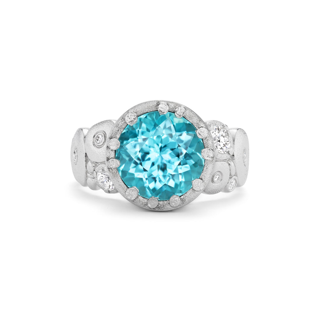 One of a Kind, Platinum "Orchard" Paraiba Tourmaline &  Diamond Ring