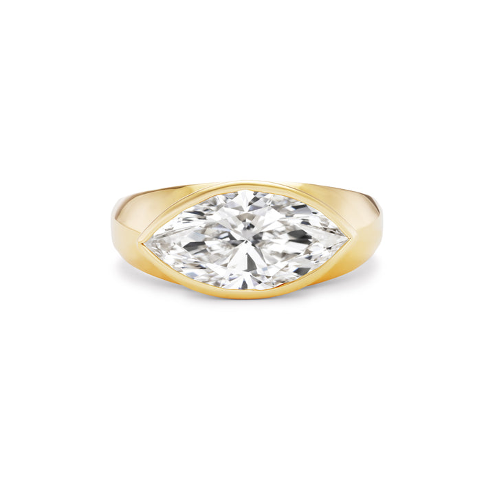 18K Yellow Gold Lab Grown Marquise Diamond Ring