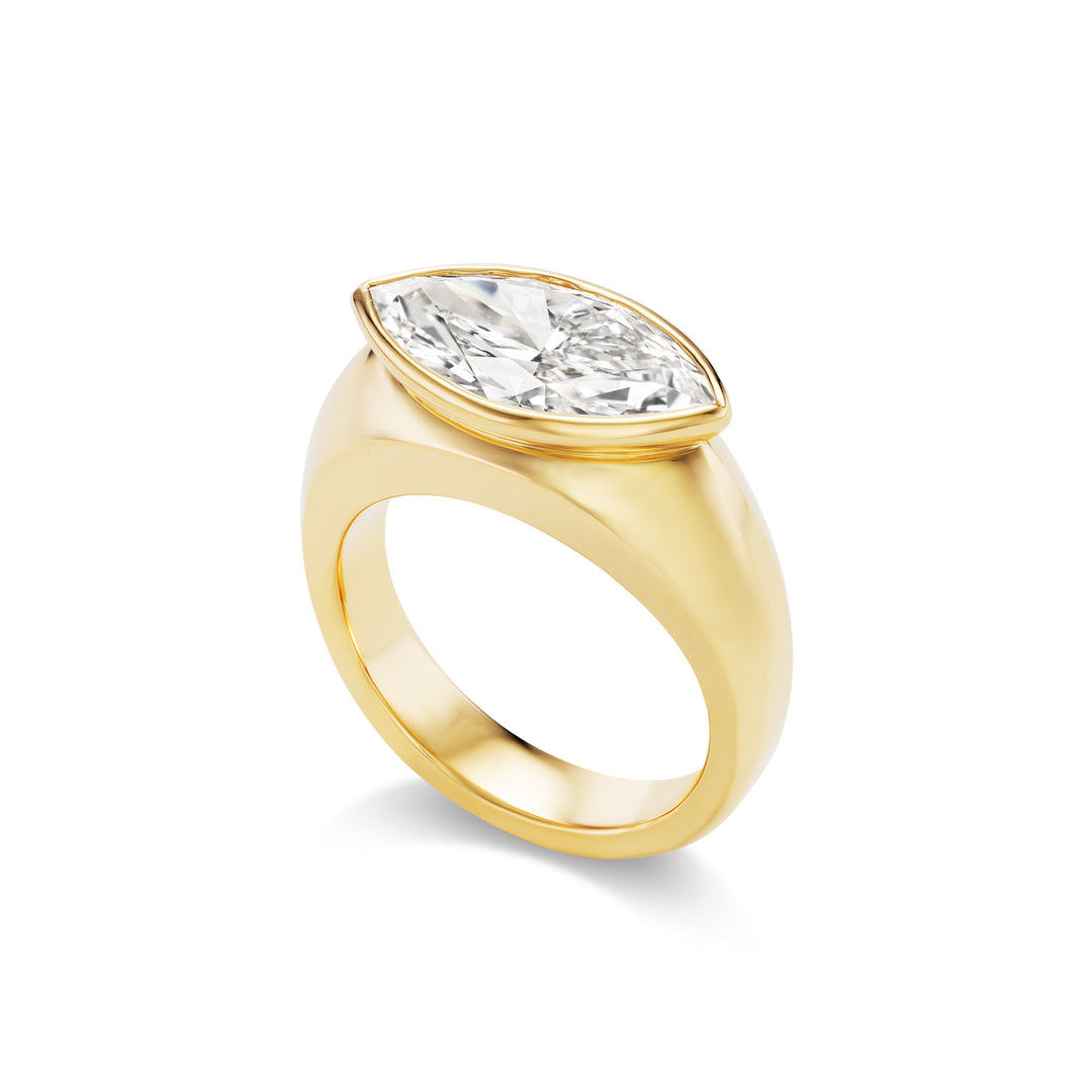 18K Yellow Gold Lab Grown Marquise Diamond Ring