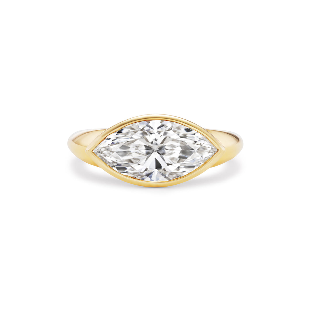 18K Yellow Gold Lab Grown Marquise Diamond Ring