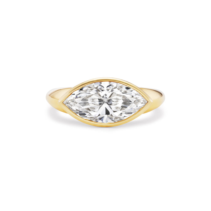 18K Yellow Gold Lab Grown Marquise Diamond Ring